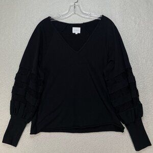 Sundays Size 1 US Size XS Black Lace Inset Sleeves With Bishop Wrist Sleeves.